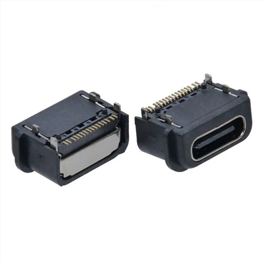 USBERR  SMT USB 3.1 Jack Socket with Cover PD25W Type C Receptacle 16 Pin SMD USB C Female Connector