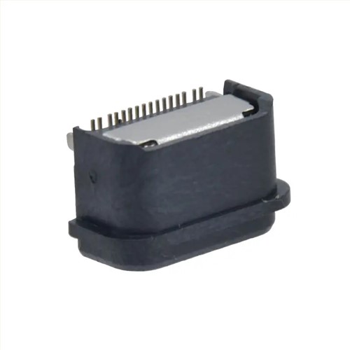 USBERR  SMT USB 3.1 Jack Socket with Cover PD25W Type C Receptacle 16 Pin SMD USB C Female Connector