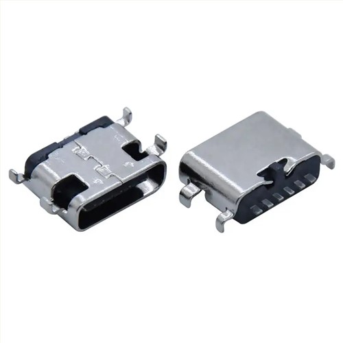 SMT USB Type C 6 pin female connector sink board 0.8/1.2/1.6mm SMD Type C charging socket with 4 ben