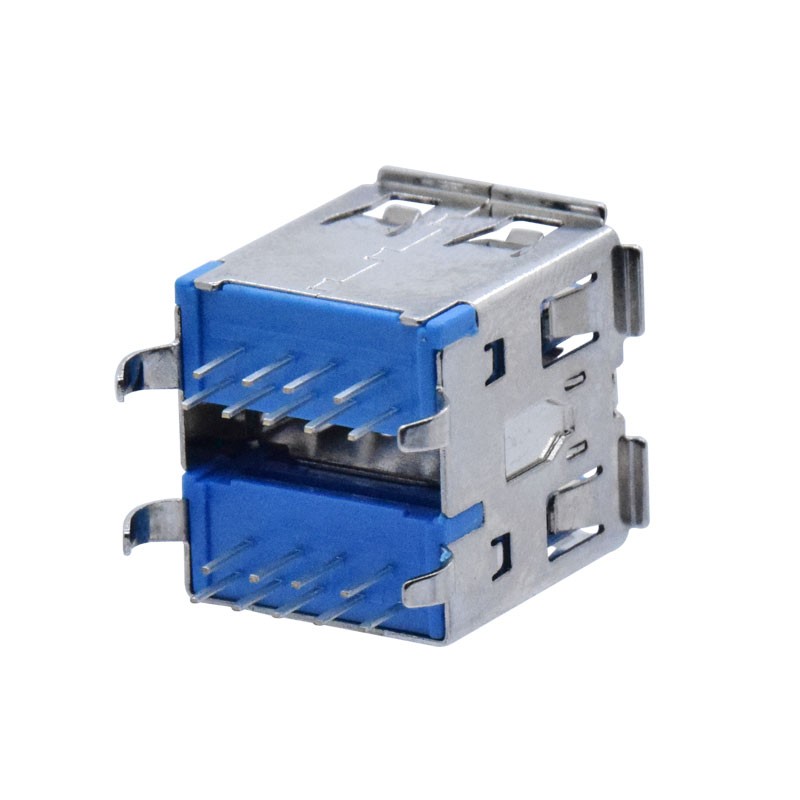 Dual Port Stacked USB 3.0 Type A Female