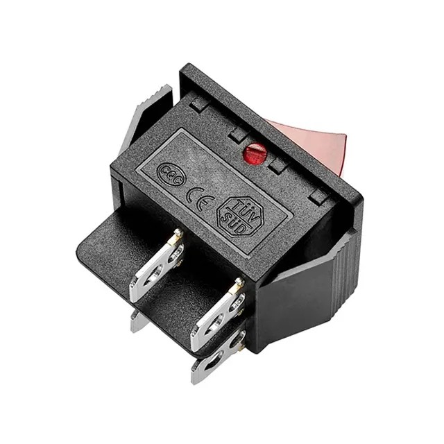 KCD4-201N 4 pin 2 position Rocker switch 16A/250V Red button on/off rocker switch with red light