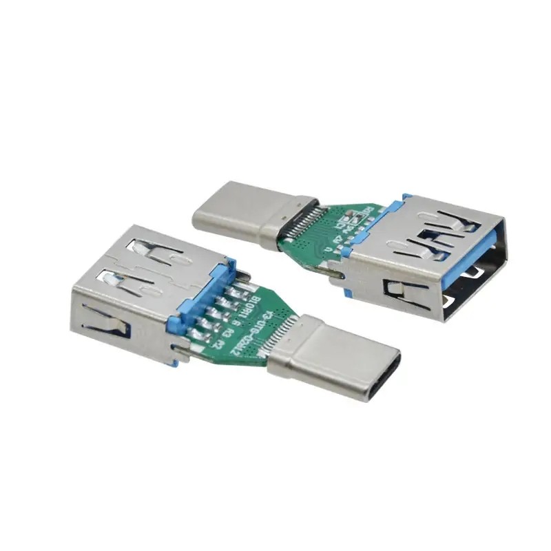 2 To 1 USB 3.0 Type C Male to USB 3.0 Type A Female Adapter with PC Board Type C 24 Pin to USB A 9 P