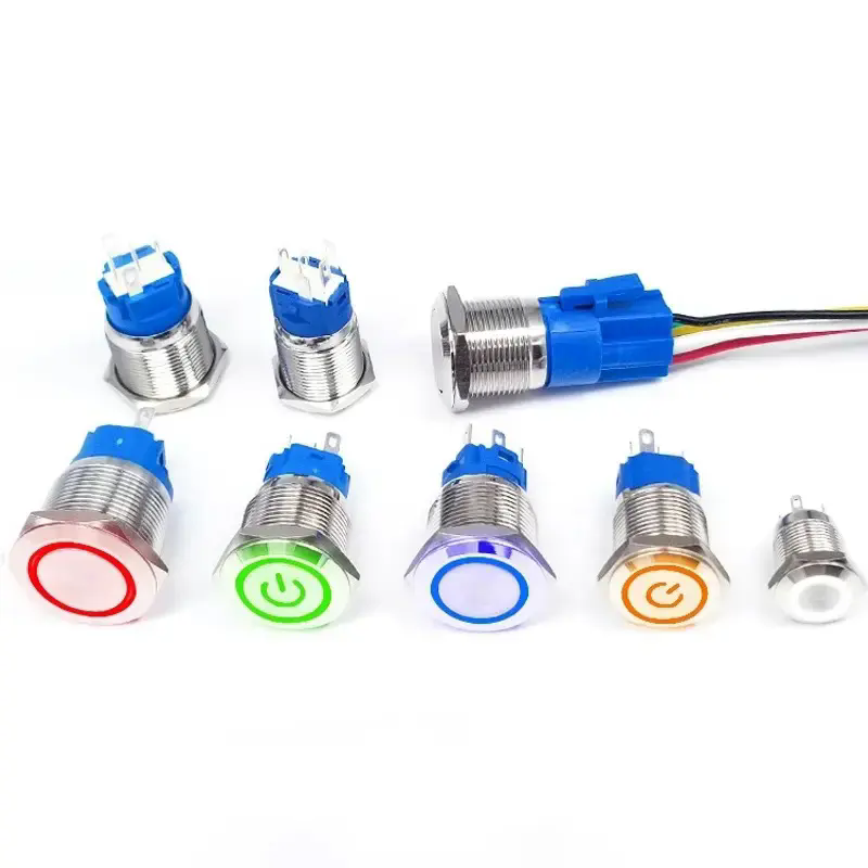 12 16 19 22 mm Waterproof Metal Push Button Switch LED Light Momentary Latching Car Engine Power Swi