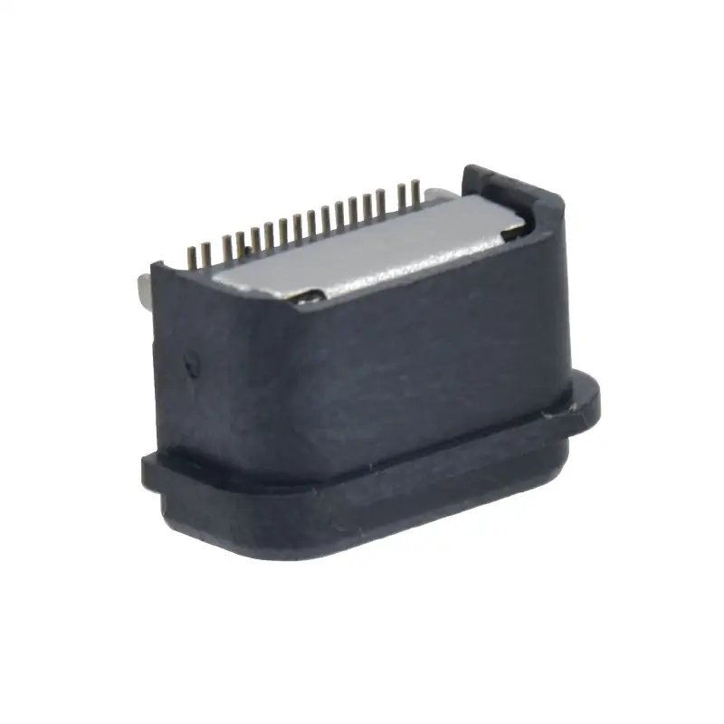 USBERR  SMT USB 3.1 Jack Socket with Cover PD25W Type C Receptacle 16 Pin SMD USB C Female Connector