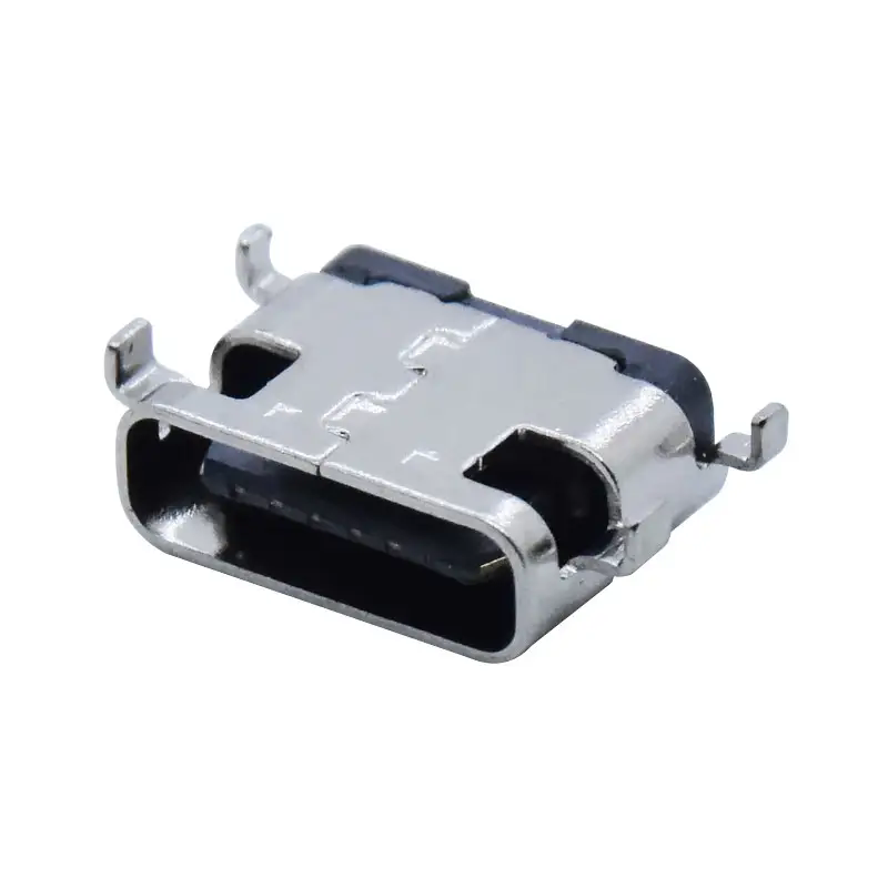 SMT USB Type C 6 pin female connector sink board 0.8/1.2/1.6mm SMD Type C charging socket with 4 ben